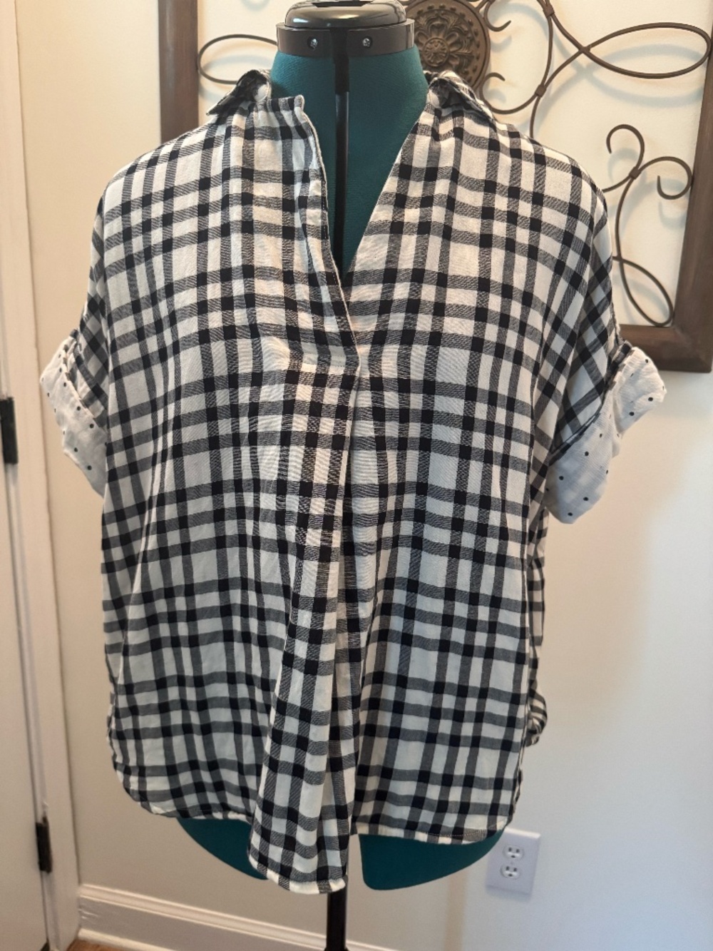 Madewell Courier Button-Back Shirt Double Faced Plaid Size Small Short Sleeve
